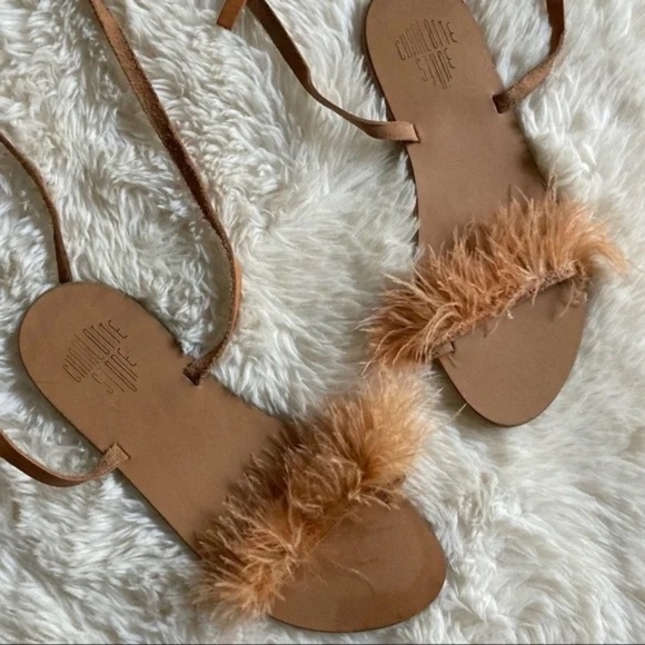 CHARLOTTE STONE Yvonne Ostrich Feather Sandals - Picture 6 of 11